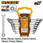 INGCO HKSPAR1082 8-19MM 8 PCS طقم شق مسنن طقطاق صناعي Ratchet Spanner Set