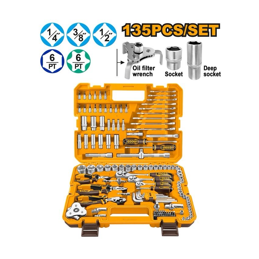 ingco-hkthp21351-135pcs-143812-طقم-طربوش-وعدة-علبة-بلاستك-combination-tool-set-lebanon.jpeg INGCO HKTHP21351 135PCS (1/4″,3/8,1/2″) طقم طربوش وعدة علبة بلاستك Combination Tool Set - Image 1