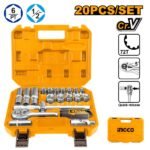 INGCO HKTS12201 20PCS 1/2″ طقم طربوش طقطاق علبة بلاستك Socket Set