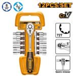 INGCO HKTS38122 12PCS 3/8″ طقم طربوش مع طقطاق Socket Wrench Ratchet Spanner