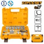 INGCO HKTS38221 22PCS 3/8″ طقم طربوش مع طقطاق PCS 22 3/8″ SOCKET SET