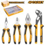 INGCO HKTV01P041 4PCS طقم بانست مع بعلبة قابلة للجمع Pliers Set