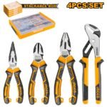 INGCO HKTV01P042 4PCS طقم بانسات علبة بلاستك قابلة للجمع Pliers Set