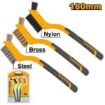 INGCO HKTWB10306 3PCS 7″ NYLON,BRASS,AND WIRE BRISTLES طقم فراشي