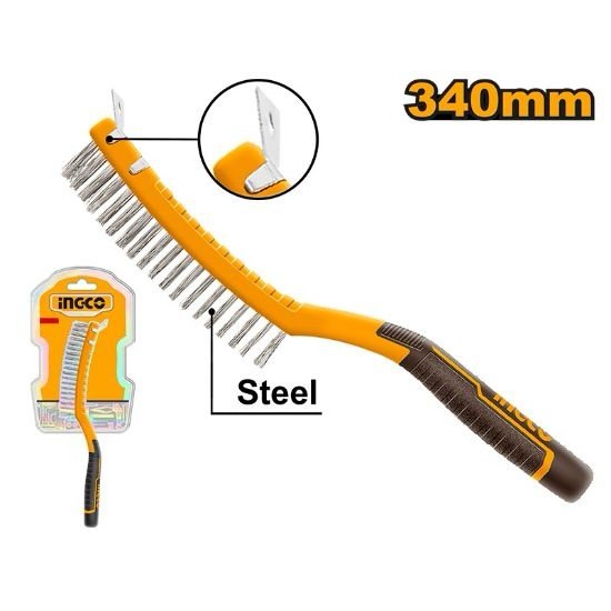 ingco-hktwb3403-340mm-فرشاية-بولاد-بمشحاف-steel-wire-brush-with-plastic-handle-lebanon.jpeg INGCO HKTWB3403 340MM فرشاية بولاد بمشحاف steel wire brush with plastic handle - Image 1