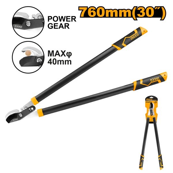 ingco-hlt7608-760mm-30-مقص-تشحيل-شجر-طويل-شفرات-قصيرة-industrial-long-lopper-pruning-shears-with-gear-lebanon.jpeg INGCO HLT7608 760MM 30″ مقص تشحيل شجر طويل شفرات قصيرة Industrial Long Lopper Pruning Shears with Gear - Image 1