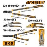 INGCO HLT93401 4 PCS طقم مقصات شحالة Garden Shears Set