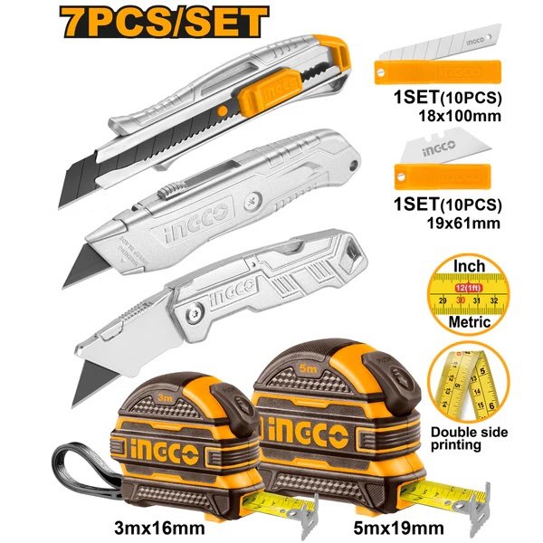ingco-hmk23039-7pcs-طقم-شفرات-وأمتار-ملبس-كوتشوك-measuring-tape-amp-utility-knife-set-lebanon.jpeg INGCO HMK23039 7PCS طقم شفرات وأمتار ملبس كوتشوك Measuring Tape & Utility Knife Set - Image 1