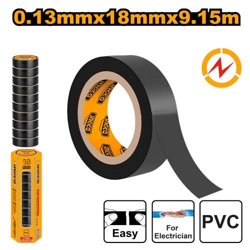 ingco-hpet1103-10pcs-0.13x18mm-10-yards-شرتيتون-اسود-pvc-insulating-tape-black-lebanon.jpg INGCO HPET1103 10Pcs (0.13×18)mm 10 yards شرتيتون اسود PVC Insulating Tape Black - Image 1