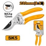 INGCO HPS0109 200MM 8″ CUT.:12MM مقص شحالة قبضة المنيوم ملبس كوتشوك PRUNING SHEAR