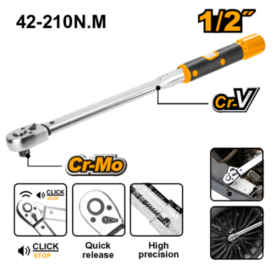 ingco-hptw200n1-12-40-200-n-مسكة-تورك-cr-vcr-mo-steel-heat-treatment-preset-torque-wrench-lebanon.png INGCO HPTW200N1 1/2″ 40-200 N مسكة تورك Cr-V+Cr-Mo Steel Heat Treatment Preset Torque Wrench - Image 1