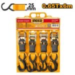 INGCO HRSP065607 0.65T / 6 M – 25MM طقم حزام تربيط طقطاق RATCHET STRAP SET
