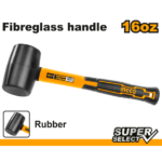 INGCO HRUH8216 450G/16OZ مطرقة كوتشوك اسود مسكة فايبر Rubber Mallet Hammer Soft Hammer Maso Martilyo with Fiberglass