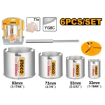INGCO HSB4061 6PCS(33,53,73,83)MM طقم خراقات TCT Hole Saw Set Carbide Gritted