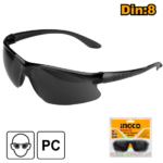 INGCO HSG06 DARK SHADE : 8 عوينات حماية اسود Safety Goggles for Eye Protection Glasses