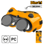 INGCO HSGW01 عوينات لحام كاوتشوك اسود قلاب Welding Goggles Mask Helmet