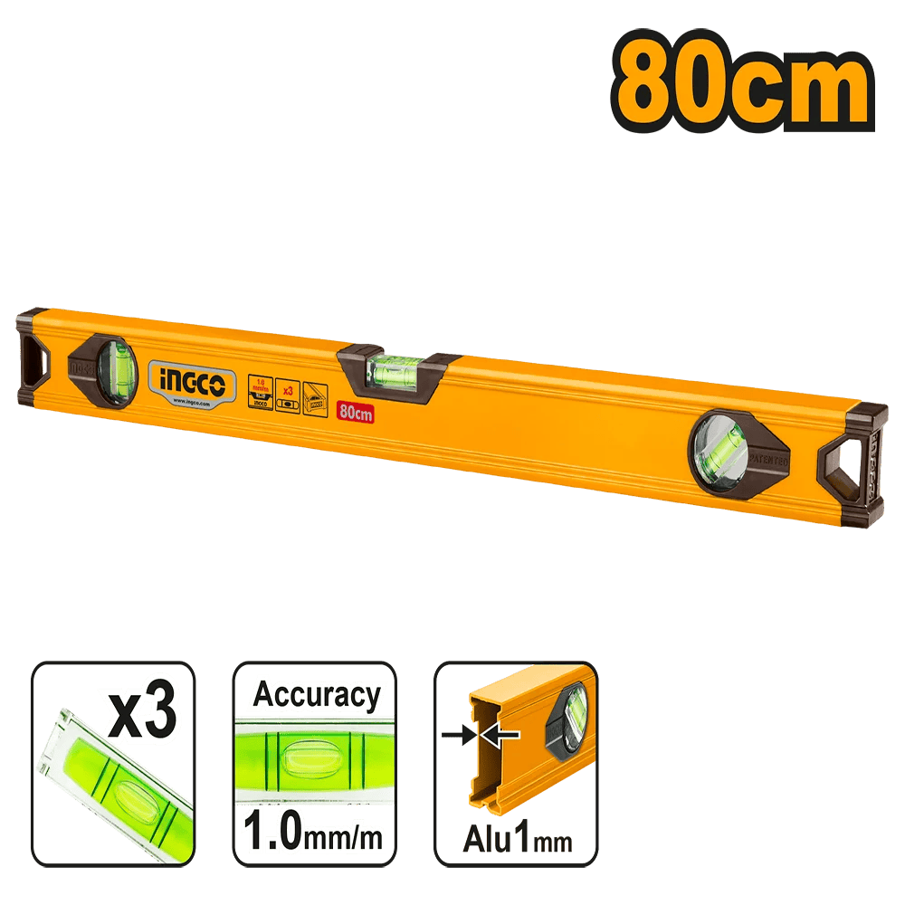 ingco-hsl18080-80-cm-زيبق-المنيوم-spirit-level-level-bar-lebanon.png INGCO HSL18080 80 cm زيبق المنيوم Spirit Level Level Bar - Image 1