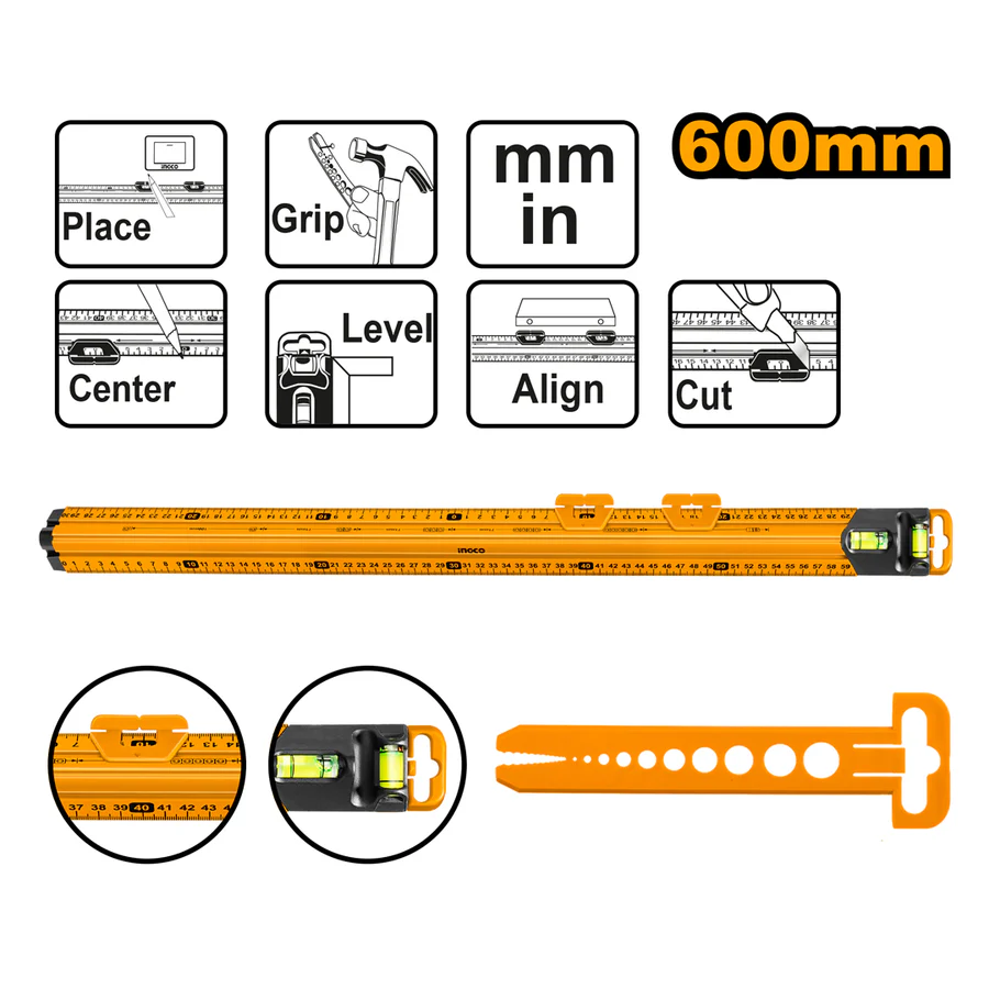 ingco-hsr36003-60-cm-مسطرة-مع-زيبق-وعيارات-measure-mate-ruler-with-2-vials-lebanon.webp INGCO HSR36003 60 CM مسطرة مع زيبق وعيارات Measure Mate Ruler with 2 Vials - Image 1
