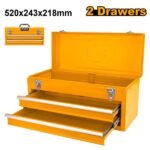 INGCO HTB06 (520X218X243)MM شنطة عدة حديد بجارورين صناعية Drawer Portable Tool Box Storage Metal Organizer