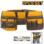 INGCO HTBP020328 3Pcs حزام خصر للعدة 10جيوب مع حامل مطرقة WAIST BELT