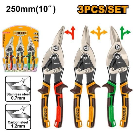 ingco-htsnk0110-3pcs-10250mm-طقم-مقصات-تول-aviation-snip-set-lebanon.jpeg INGCO HTSNK0110 3PCS 10″(250MM) طقم مقصات تول Aviation Snip Set - Image 1