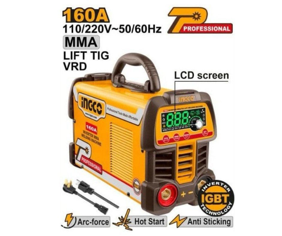 ingco-ing-mma16069-160a-1.6-4.0mm-مكنة-لحام-انفرتر-inverter-mmatig-lift-welding-machine-lebanon.jpeg INGCO ING-MMA16069 160A 1.6-4.0MM مكنة لحام انفرتر Inverter MMA/TIG Lift welding machine - Image 1