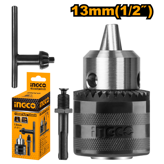 ingco-kc1301.1-1.5-13mm-12-رأس-مقدح-أدبتر-drill-key-chuck-with-adaptor-lebanon.png INGCO KC1301.1 1.5-13MM 1/2″ رأس مقدح + أدبتر Drill Key Chuck with Adaptor - Image 1