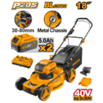 INGCO LMLI20182 40V 60L 2BATT+CHAR BL 18″ مكنة قص غازون على البطارية Cordless Lawn Mower Cutter Hand Push