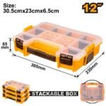 INGCO PBX1211 12″ علبة براغي غطاء شفاف Plastic Stackable Screw Box Organizer