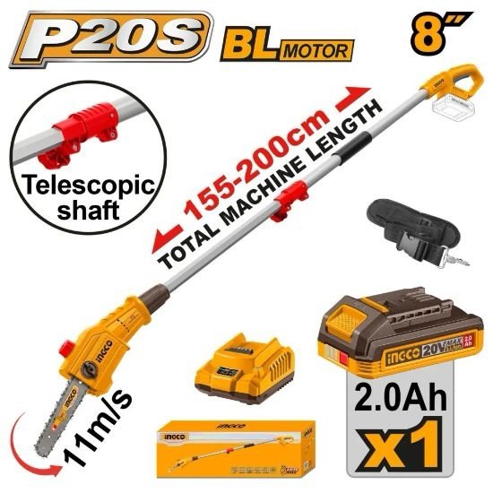 ingco-psli20281-20v-8-2m-max-bl-منشار-تشحيل-تلسكوبي-بطارية-pole-saw-max-lth-2m-8chain-saw-lebanon.jpeg INGCO PSLI20281 20V 8″ 2M MAX BL منشار تشحيل تلسكوبي بطارية POLE SAW MAX LTH 2M, 8″CHAIN SAW - Image 1