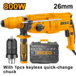 INGCO RGH9028-2 800W SDS PLUS مقدح برم وتكسير مع راس تبديل Rotary Hammer with Bag and Interchangeable Chuck