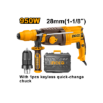 INGCO RGH9528-2 950W SDS PLUS (28MM) مقدح برم وتكسير مع راس تبديل Rotary Hammer Drill