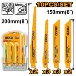 INGCO RSB1001 10PCS طقم نسلات منشار خشب وحديد ترددي Reciprocating Saw Blades Set