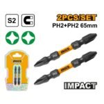 INGCO SDBIM72PH265 2PCS 65MM PH2+PH2 راس مفك مقدح بولاد ميلتين IMPACT SCREWDRIVER BITS