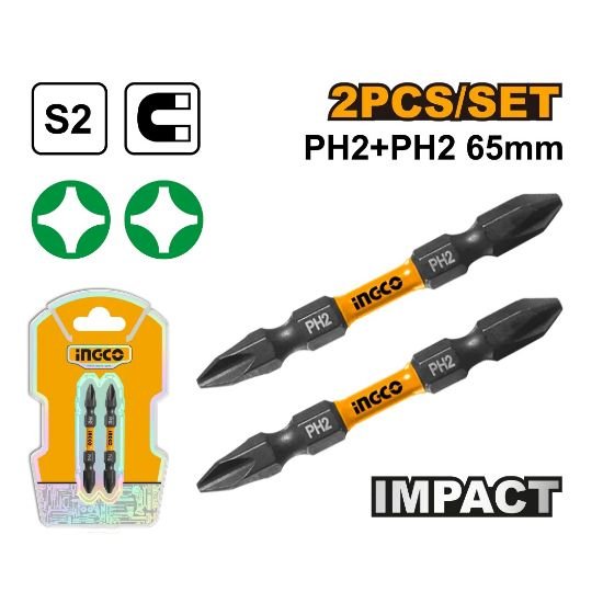 ingco-sdbim72ph265-2pcs-65mm-ph2ph2-راس-مفك-مقدح-بولاد-ميلتين-impact-screwdriver-bits-lebanon.jpeg INGCO SDBIM72PH265 2PCS 65MM PH2+PH2 راس مفك مقدح بولاد ميلتين IMPACT SCREWDRIVER BITS - Image 1
