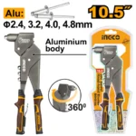 INGCO SHHR106 10.5″ 360° بانسة تباشيم صناعية راس متحرك Swivel Head-Hand Riveter Aluminum Steel