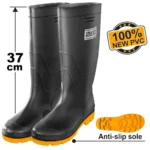INGCO SSH092LYB جزمة كوتشوك مقاومة للانزلاق أسود RAIN BOOTS 100% WATERPROOF VIRGIN PVC / NITRILE WITH ALKALI RESISTANCE