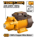 INGCO VPM75068 750W (1.0HP) 1″ مضخة مياه ملف نحاس اكس ستانلس Peripheral Water Pump