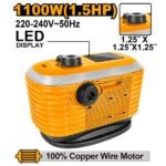 INGCO WAPM11001 1.5HP 1100W 1.25″ طرمبة كاتم لتعديل ضغط الياه اوتوماتكيا Led Display Silencer Pump to Automatically Adjust Water Pressure