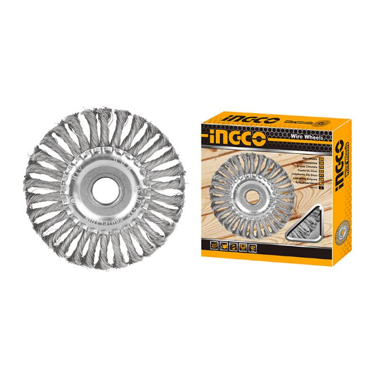 ingco-wb51801-7-فرشاية-جلخ-ثابت-بولاد-wire-wheels-brush-lebanon.png INGCO WB51801 7” فرشاية جلخ ثابت بولاد Wire Wheels Brush - Image 1