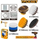 INGCO WCB0701 7PCS طقم لبادات بولش وفراشي تنظيف للمقدح Cleaning Drill Brush Set