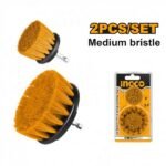 INGCO WCBM2235 2PCS طقم فراشي تنظيف اصفر Medium Bristle Brush Cleaning Set