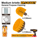 INGCO WCBM2335 2PCS طقم فراشي تنظيف وسط HEX SHANK MEDIUM BRISTLE BRUSH SET