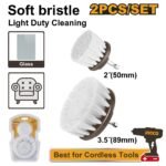 INGCO WCBS3235 2PCS طقم فراشي تنظيف ناعم ابيض HEX SHANK SOFT BRISTLE BRUSH SET
