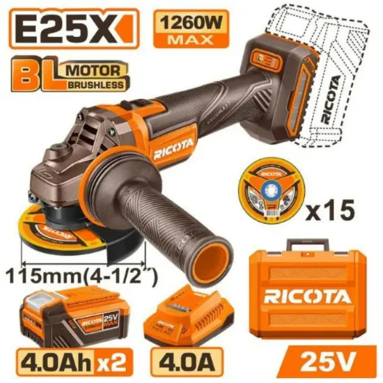 ricota-rlag2511512-25v-2batt-4ahbox-1260w-bl-صاروخ-بطارية-cordless-brushless-angle-grinder-lebanon.webp RICOTA RLAG2511512 25V 2Batt 4Ah+Box 1260W BL صاروخ بطارية Cordless Brushless Angle Grinder - Image 1