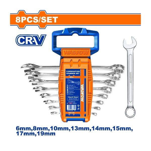 wadfow-wsp1208-8-pcs-68101314151719mm-طقم-شق-مسنن-combination-spanner-set-lebanon.jpeg WADFOW WSP1208 8 Pcs (6,8,10,13,14,15,17,19)mm طقم شق مسنن Combination spanner set - Image 1